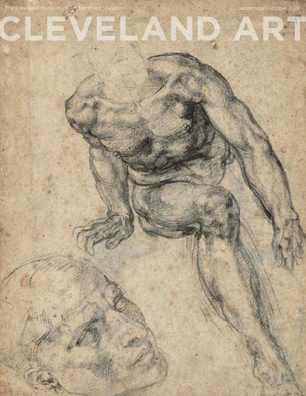 Cleveland Art magazine cover with drawing of a head and a headless body by Michelangelo