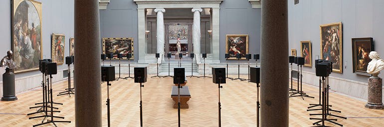 Forty-Part Motet, 2001. Janet Cardiff (Canadian, born 1957). 40-track audio installation; 14 minutes in duration. Installation view at the Cleveland Museum of Art. National Gallery of Canada Purchased 2001